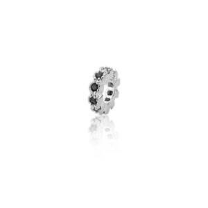 Berloque Separador 2,5mm Zircônia (10) Preta Prata 925