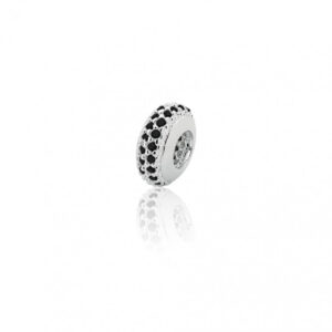 Berloque Separador 5,0mm Zircônia (40) Preta Prata 925