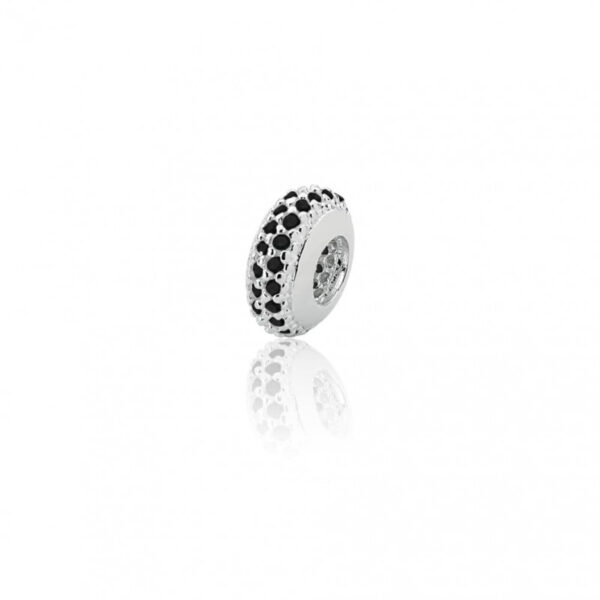Berloque Separador 5,0mm Zircônia (40) Preta Prata 925