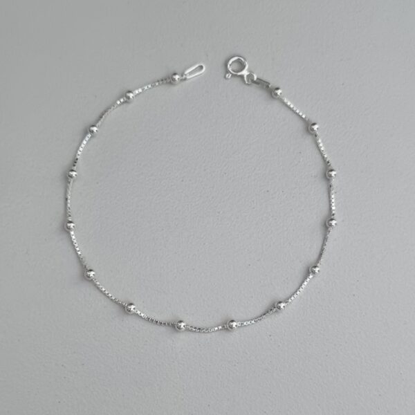Pulseira Veneziana V15 Bolinha Prata 925