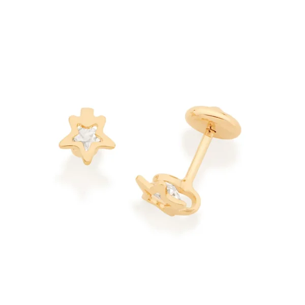 Brinco Infantil Banhado a Ouro 18K com Cristais 5240920006