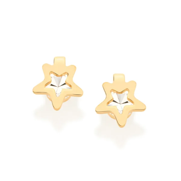 Brinco Infantil Banhado a Ouro 18K com Cristais 5240920006 - Imagem 3
