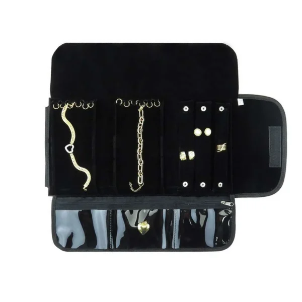 Pasta Pequena Mostruário para Joias - 20x47 cm. Vinil Preto - Veludo Preto - Imagem 3