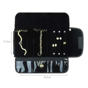 Pasta Pequena Mostruário para Joias - 20x47 cm. Vinil Preto - Veludo Preto