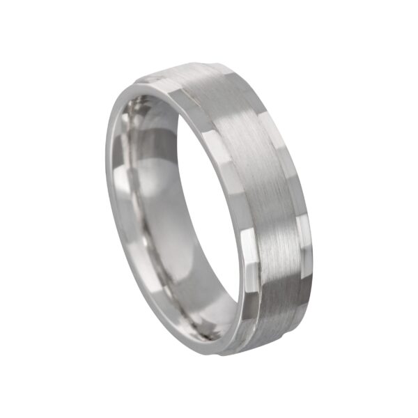 Aliança de Prata Reta Diamantada 6 MM Duplo - 2235