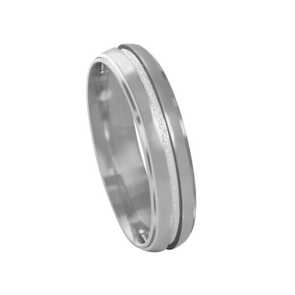Aliança de Prata Anat. Abaulada c/ Friso Fosco Centro 4.00MM - 2245