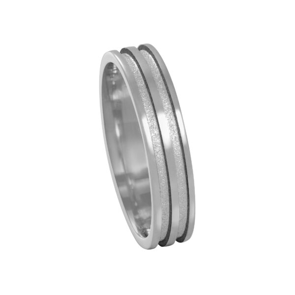 Aliança de Prata Anat. Reta c/ 2 Friso Fosco 4.50MM – 2246 - Imagem 2