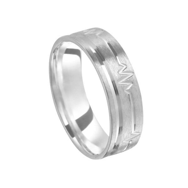 Aliança de Prata Anat. Reta C/ Friso Lateral e Batimentos Cardiacos 6MM - 2252