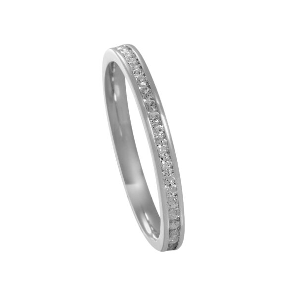 Meia Aliança de Prata Cravejada c/ Zirconia Esmeralda 2.20MM - 2318/2319/2320/2321