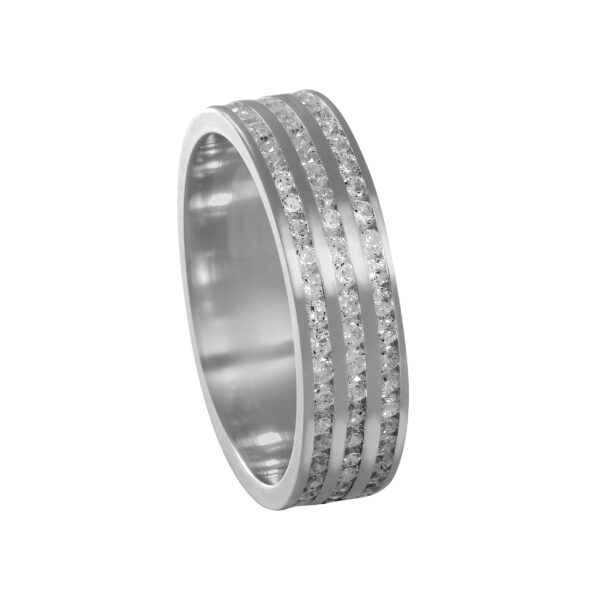 Aliança de Prata Anat. Reta c/ 3 Friso Cravejado 5.70MM - 2329