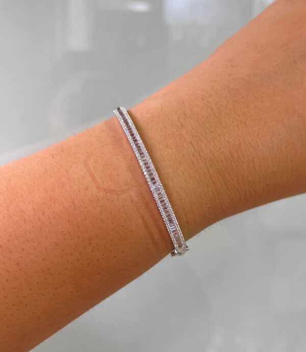 Bracelete em Prata 925 Rodinada (Banho de Ouro Branco) - Pedras de zircônia
