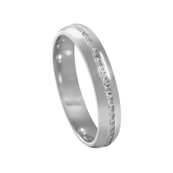 Aliança de Prata Anat. Abaulada Cravejada 4.00MM - 2326