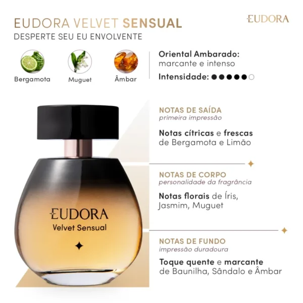 Kit Eudora Velvet Sensual: Desodorante Colônia 100ml + Loção Corporal 150ml - Imagem 2