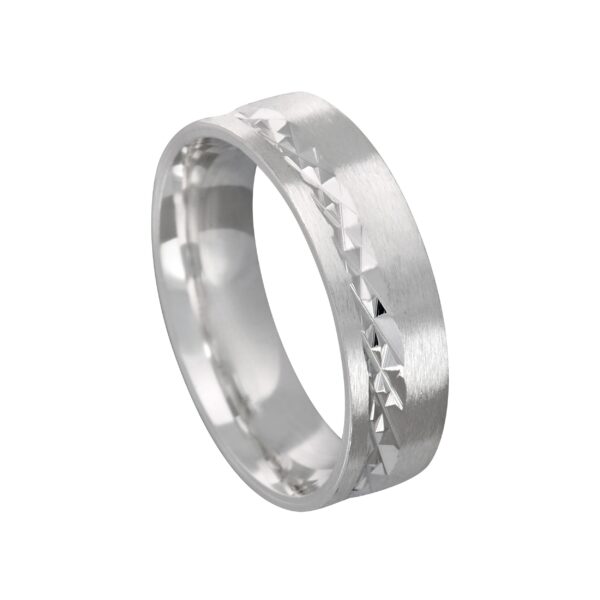 Aliança de Prata Reta Diamantada 6 MM - RD60