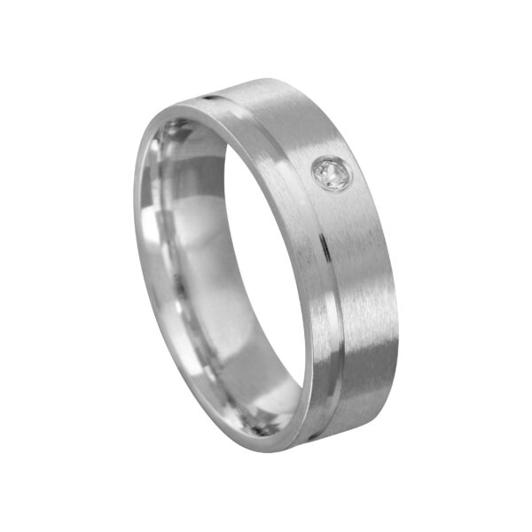 Aliança de Prata Reta Esc. C/ P. e Friso 6MM - RP63