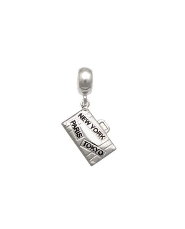 Pingente Berloque Mala (New York/Paris/Tokio) 10mm x 26mm Prata 925 01-5781AG2