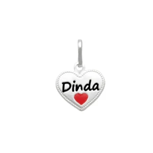 Pingente Coração "Dinda" (Resina) 12mm x 17mm Prata 990 01-6244AG2