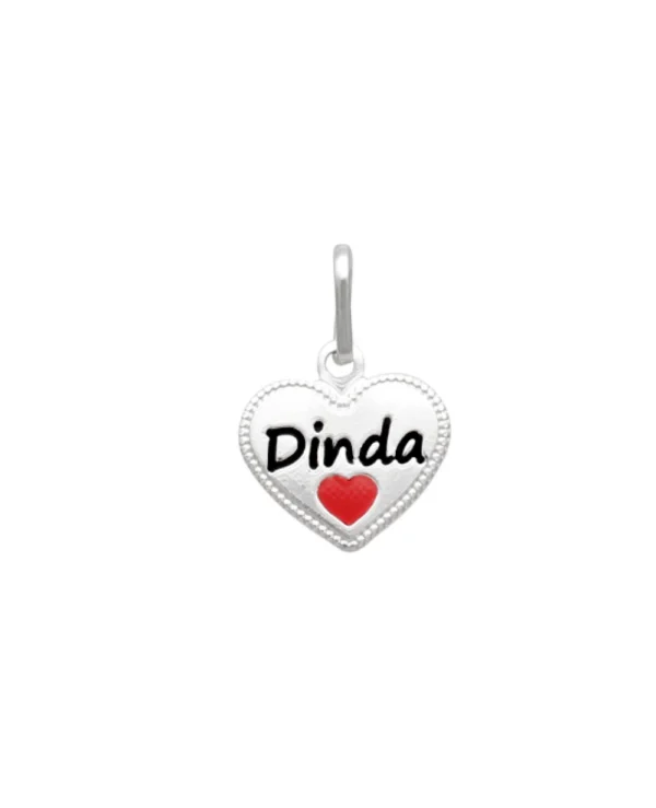 Pingente Coração "Dinda" (Resina) 12mm x 17mm Prata 990 01-6244AG2