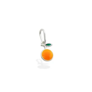 Pingente Laranja Resina 6mm x 15mm Prata 990 01-7515A65