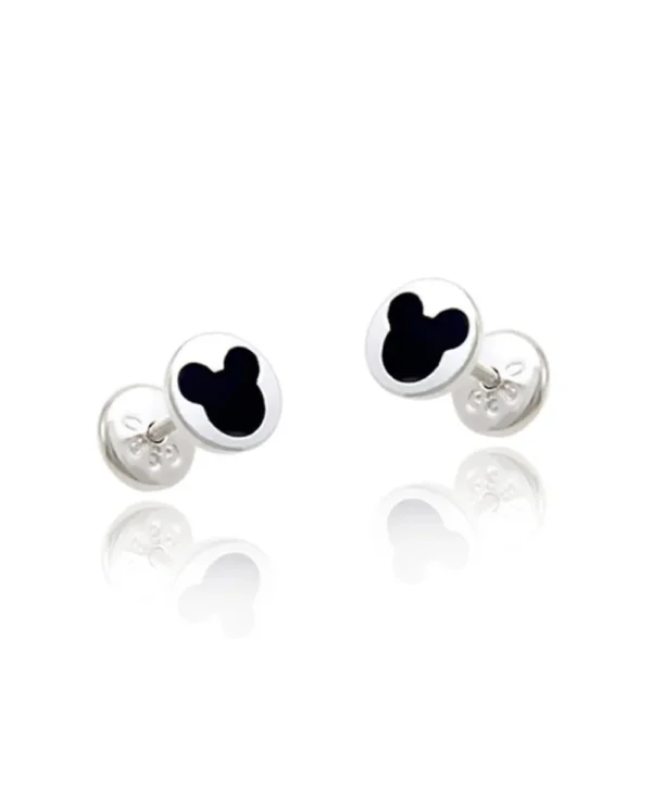 Brinco Mickey Resina 6mm x 6mm Prata 925 02-D566PG2