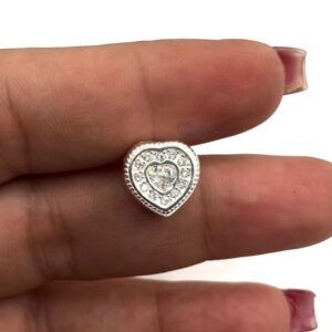 Berloque Coração com pedras de Zircônia - Prata 925