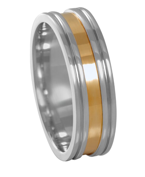 Aliança de Prata Anat. Reta c/ Chapa de AU 6.20MM - 2415
