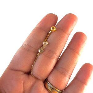 Piercing de umbigo c/ em aço cirúrgico - Prata 925 banhado a Ouro