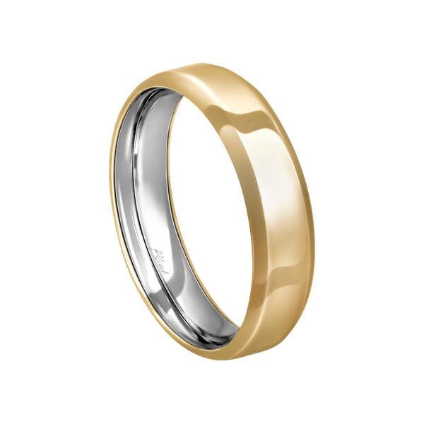 Aliança de Prata Quinada e Anat. Envelopada 18K/750 Lisa 5MM - 7205