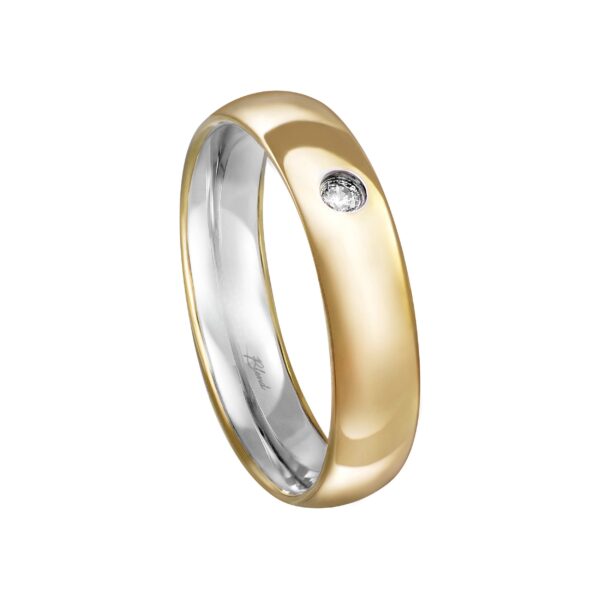 Aliança Prata Abaulada e Anat. Envelopada 18K C/ 1 Pedra - 5MM - 7301