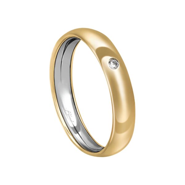 Aliança de Prata Abaulada e Anat. Envelopada 18K/750 c/ 1 Pedra 4MM - 7304