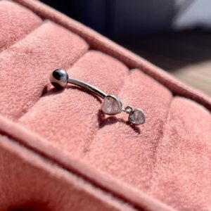 Piercing de Umbigo c/ haste em aço cirúrgico e pedra de zircônia – Prata 925