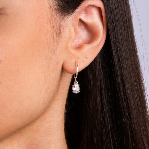 Argola em Prata 925 Pedra Oval BR1038