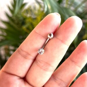 Piercing de umbigo c/ em aço cirúrgico – Prata 925