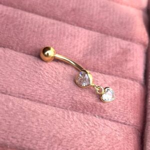 Piercing de umbigo c/ em aço cirúrgico - Prata 925 banhado a Ouro