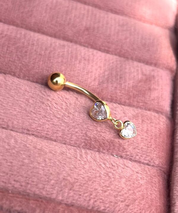 Piercing de umbigo c/ em aço cirúrgico - Prata 925 banhado a Ouro