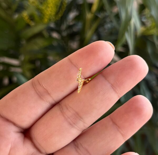 Piercing de prata 925 c/ haste de aço todo banhado a ouro 18k - Imagem 2