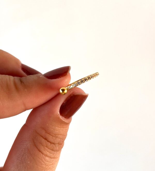 Piercing de prata 925 c/ haste de aço todo banhado a ouro 18k - Imagem 3