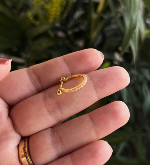 Piercing de prata 925 c/ haste de aço todo banhado a ouro 18k - Imagem 5