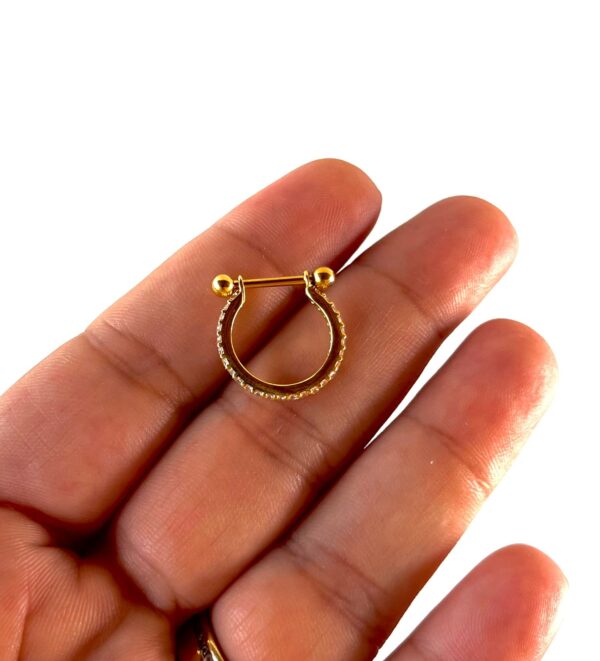Piercing de prata 925 c/ haste de aço todo banhado a ouro 18k