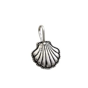 Pingente Concha envelhecida Borda Torcida 13mm x 20mm Prata 990 01-6946AG