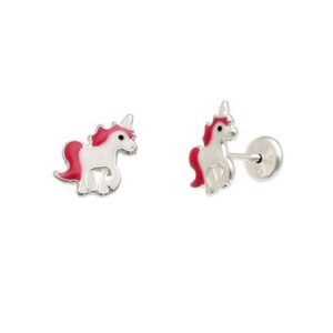 Brinco Unicórnio Resina 8mm x 8mm Prata 990