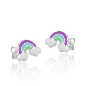 Brinco Arco-Iris c/ Nuvens 13mm x 14mm Prata 990