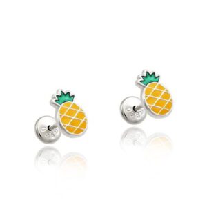 Brinco Abacaxi Resina 6mm x 9mm Prata 990