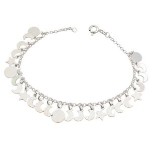 Pulseira Fases da Lua 6mm x 180mm Prata 925