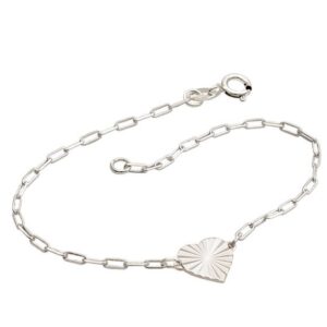 Pulseira Cartie Coração Diamantado 10mm x 180mm Prata 925