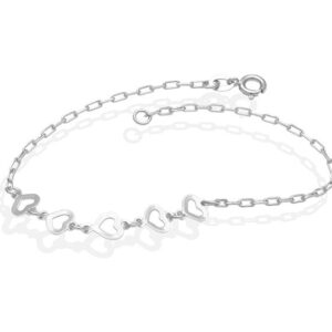 Pulseira Cartie Corações Vazados Liso 6mm 6mm x 180mm Prata 925