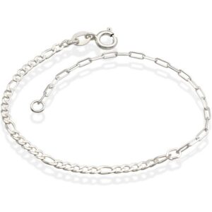 Pulseira Metade Cartie Metade Corrente 5X1 3mm x 180mm Prata 925