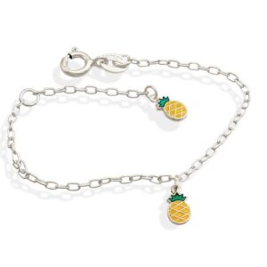 Pulseira Abacaxi Resina 13mm x 140mm Prata 990