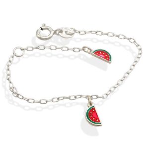 Pulseira Melancias Resina 13mm x 140mm Prata 925