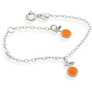 Pulseira Laranja Resina 13mm x 140mm Prata 925